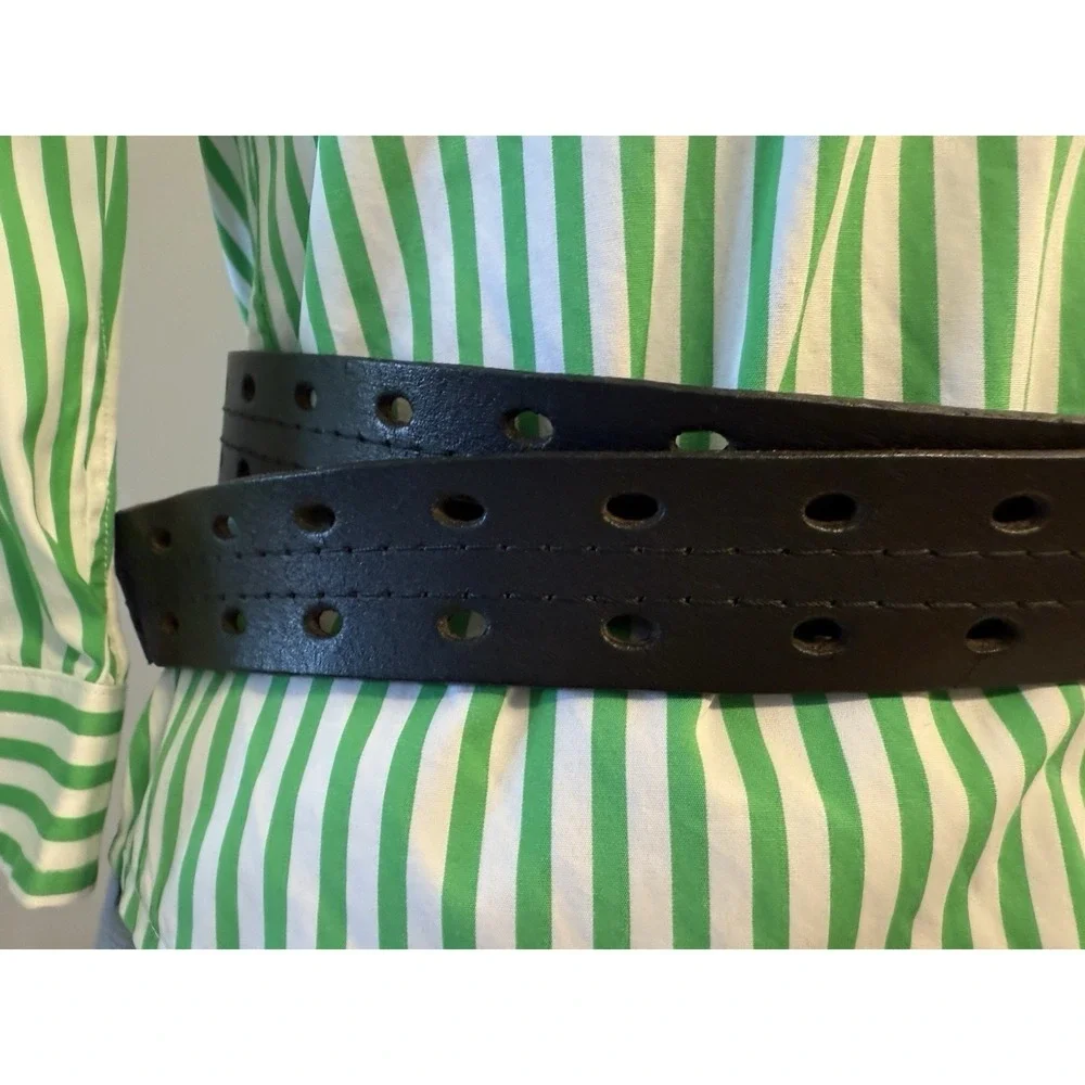 Black Tactical Double Perforated Leather Belt ‎ Sz 44/110 Made In Guatemala.
